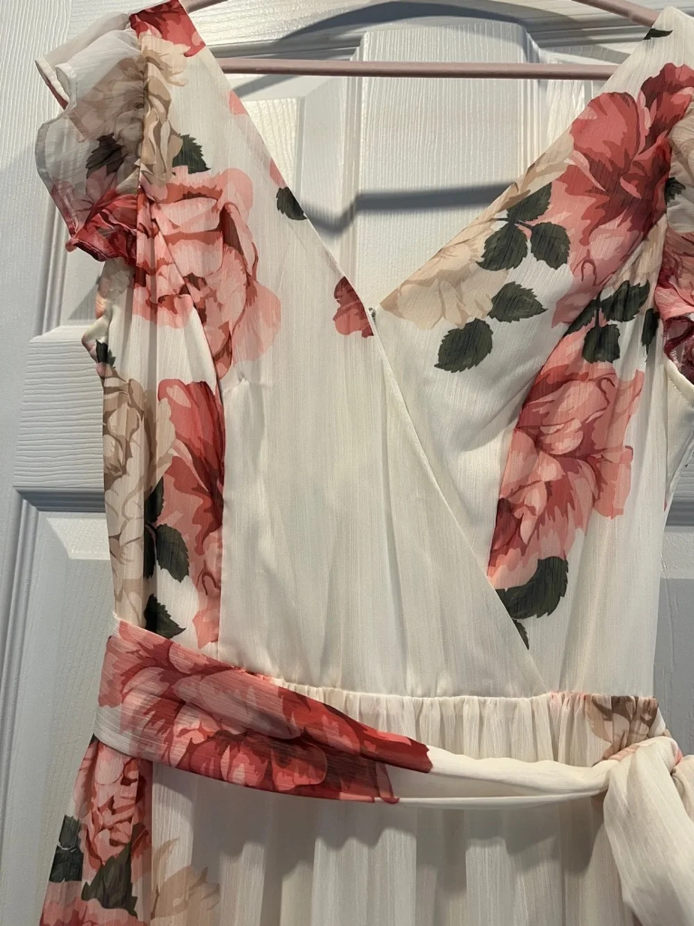 Premier Amour Floral Maxi Dress in Ivory and Pink Cottagecore Feminine SZ 6‎